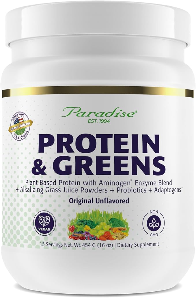 Paradise Herbs ORAC Energy Protein &amp Greens Powder Antioxidant Power of 24 Servings of Fruits &amp Vegetables in 1 Scoop + 20g Protein Unflavored 15 Servings