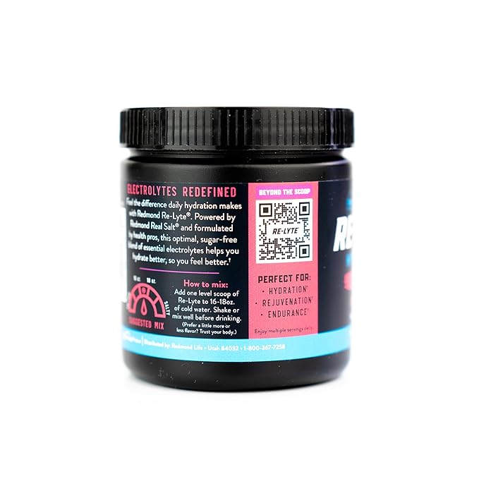 REDMOND Re-Lyte Electrolyte Drink Mix Mixed Berry 30 serving SMALL 6.88oz jar