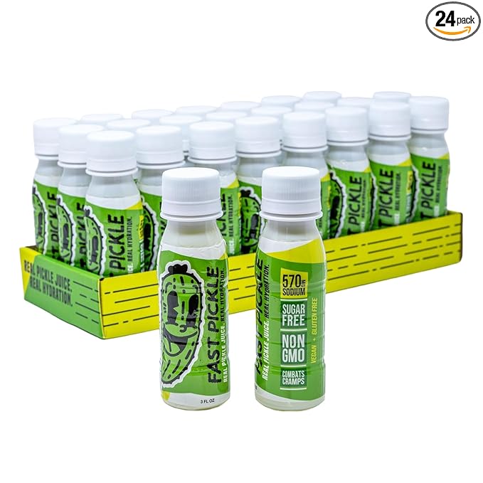 Fast Pickle Juice Pickle Shots For Leg Cramps Relief - Hydration &amp Electrolyte Support No Sugar Natural Ingredients - 3 Oz 24 Pack