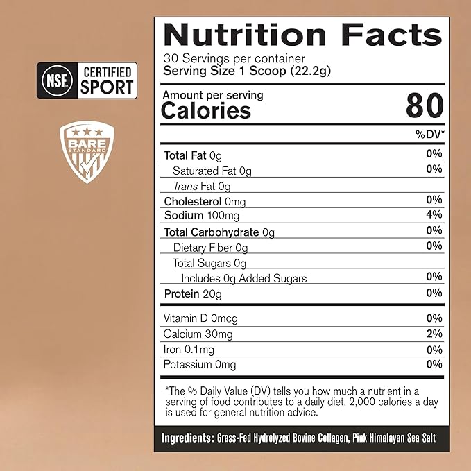 BARE PERFORMANCE NUTRITION BPN Collagen Protein Grass-Fed Bovine Collagen Peptides Unflavored