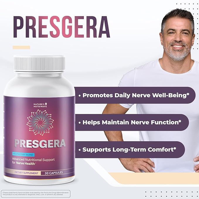 Presgera Capsules – Natural Daily Supplement with Magnesium Glycinate Turmeric Alpha Lipoic Acid &amp More – Made in USA Non-GMO Easy-to-Take – 30 Capsules 3 Month Supply