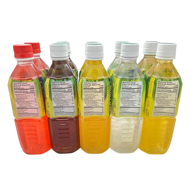 Aloevine Fruity Fun Variety Pack |16.9 oz. pack of 10 l 2 watermelon 2 grape 2 mango 2 coconut 2 pineapple | plant based Vegetable Korean drinks