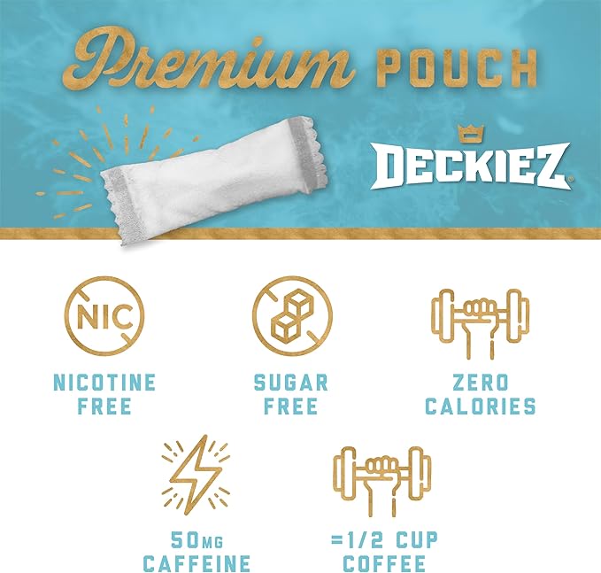 Deckiez Energy Pouches 5 Cans (100 Pouches) Sugar Free Caffeine Supplement Coffee Pouches &amp Energy Drink Alternative 50mg Caffeine Pouches Mint Flavor
