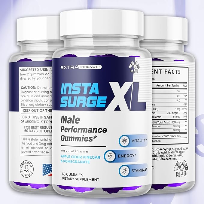 Insta Surge XL Gummies Official InstaSurge XL Gummys with All Natural Ingredients Insta SurgeXL Advanced Health Support Supplement Maximum Strength Active Lifestyle Multivitamin Gummys (60 Gummies)