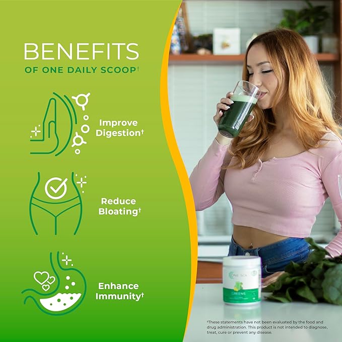 One Sol Greens Super Greens Powder to Reduce Bloating &amp Improve Gut Health Superfood Fresh Bloom Organic Greens Blend Juice &amp Smoothie Mix Pre &amp Probiotic with Digestive Enzymes Vegan