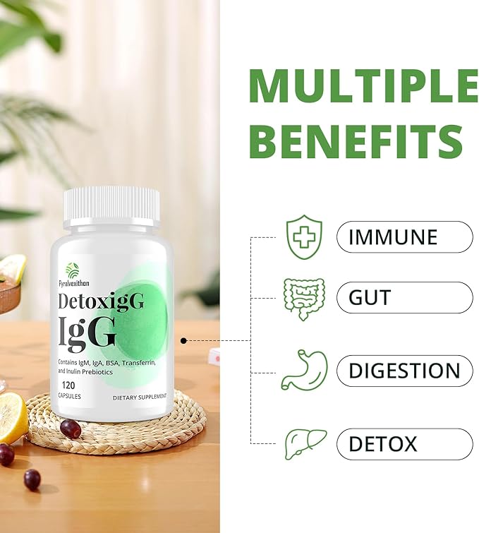 IgG Immunoglobulin Supplement - IgG IgM IGA &amp Inulin - Bovine Colostrum Supplement Alternative - Dairy-Free Bovine Immunoglobulin Capsules (240 Capsules)
