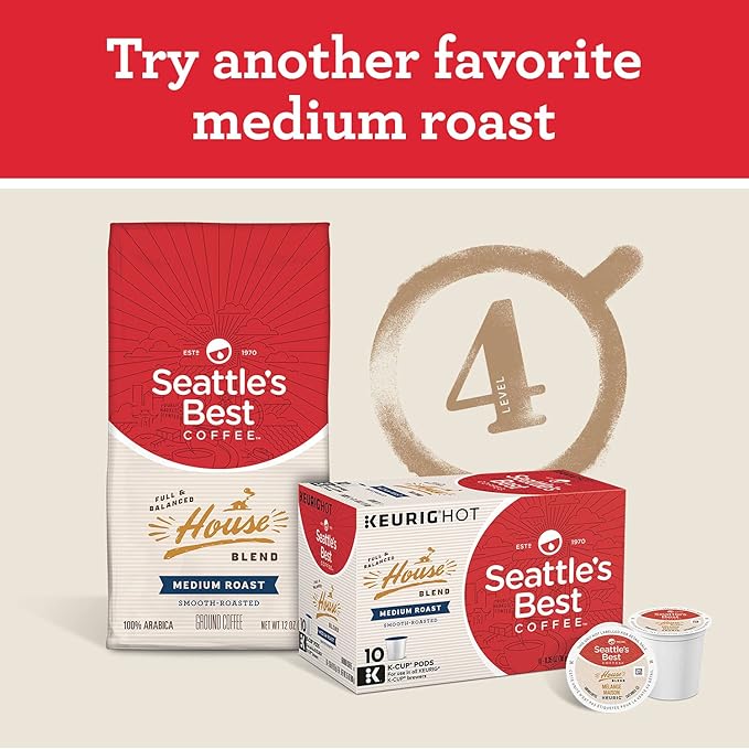 Seattle's Best Coffee Portside Blend Medium Roast Whole Bean Coffee | 12 Ounce Bags (Pack of 6)