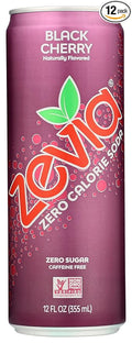 Zevia Zero Calorie Soda Black Cherry Non-GMO 12 Fl Oz (Pack of 12)