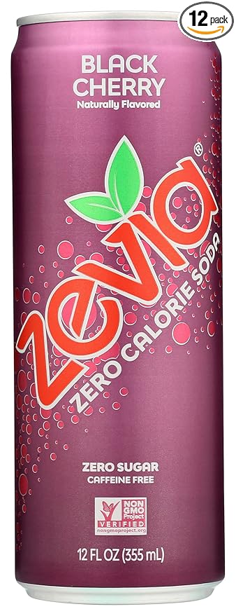 Zevia Zero Calorie Soda Black Cherry Non-GMO 12 Fl Oz (Pack of 12)