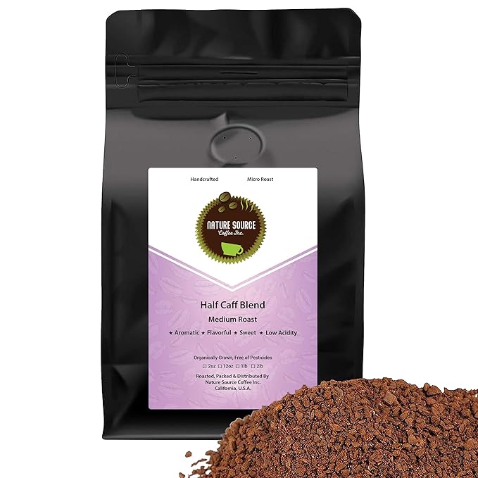 Half Caff Blend Swiss Water | Organic | 100% Arabica | Medium Roast | California Fresh Roasted (Ground 2lb)