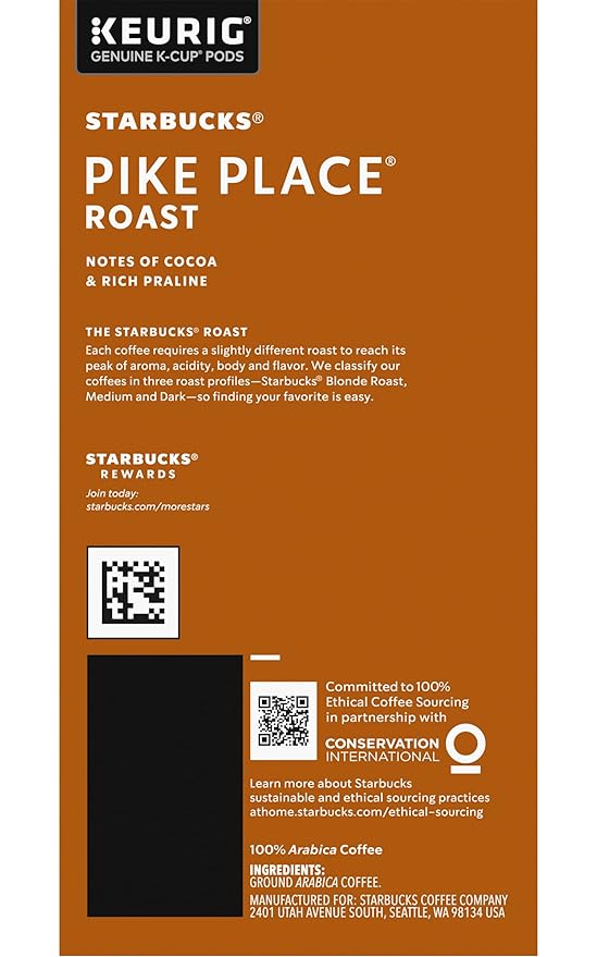 Starbucks Pike Place Roast Coffee K-Cup Portion Packs for Keurig Brewers 72 Count (3 boxes of 24 K-Cups)