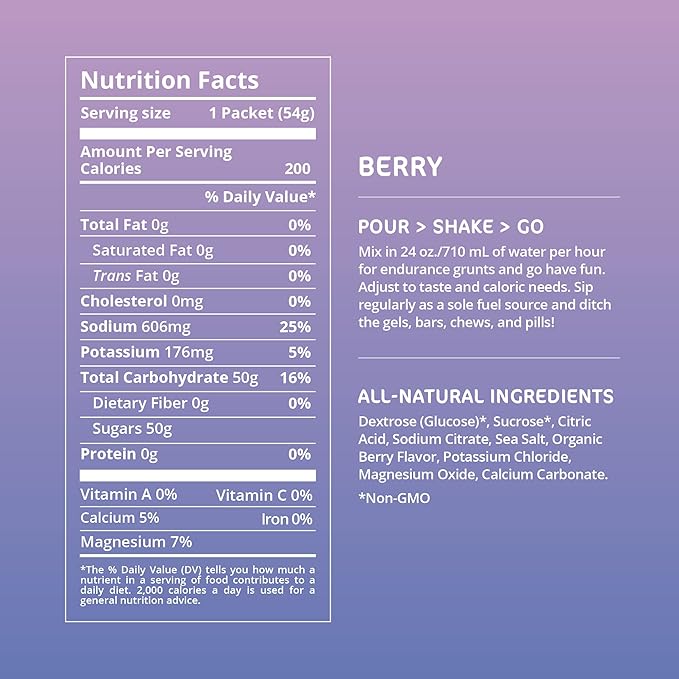 Tailwind Nutrition Endurance Fuel Sports Drink Powder Single Serving with Electrolytes Non-GMO Free of Soy Dairy and Gluten Vegan-Friendly Berry Pack of 12