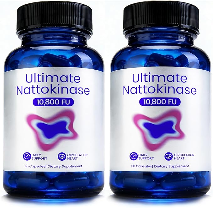 Ultimate Nattokinase Supplement with 10800 FU of Nattokinase Natural Support for Circulation &amp Cardiovascular Health Odorless Fermented Soy Enzyme Easy Daily Routine 120 Count
