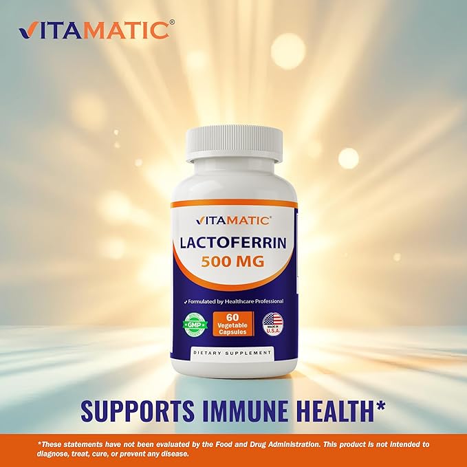 Vitamatic Lactoferrin 500mg – 60 Vegetable Capsules Promotes Healthy Immune Function