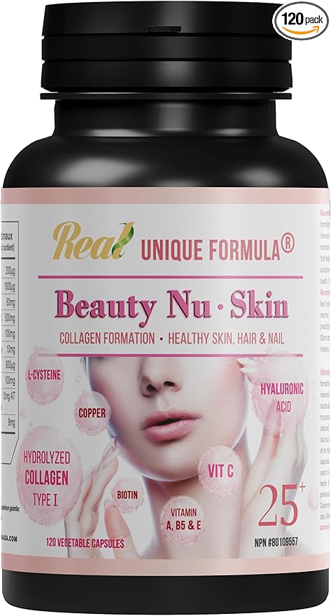 Premium Beauty Skin 25+ | Hydrolyzed Collagen Type I Hyaluronic Acid L-Cysteine Vitamins C A B5 E &amp Biotin Copper | Support Healthy Skin Nails Hair Glowing Look
