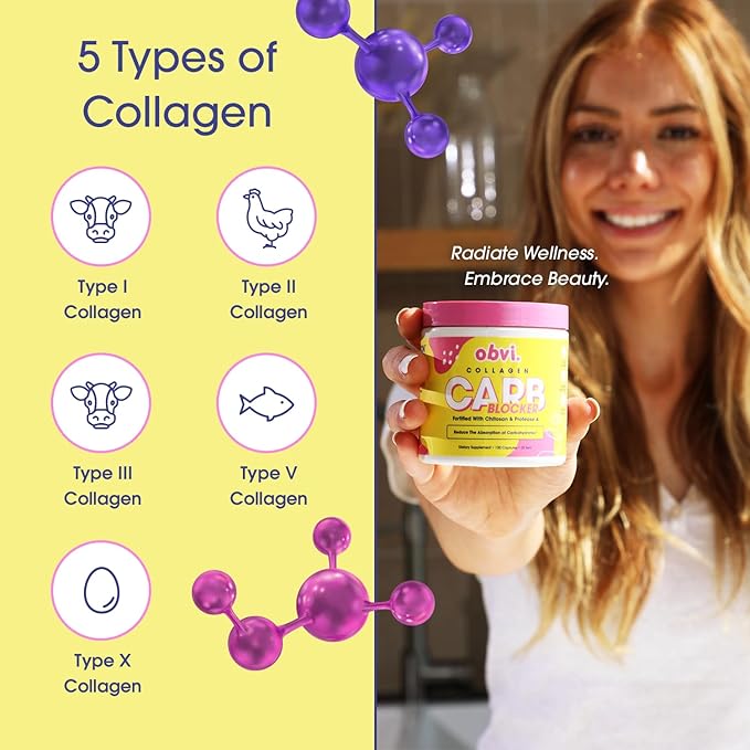 Obvi Collagenic Burn and Guilt Free Carb Blocker| Collagen Peptide-Infused Thermogenic Supplement Support Weight Management Healthier Nails &amp Longer Hair Enzyme Production
