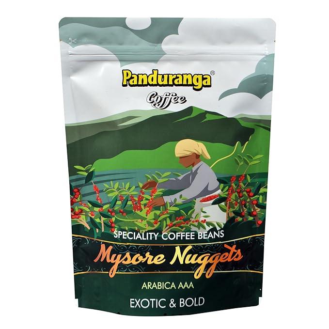 Panduranga Coffee | Mysore Nuggets | 100% Plantation AAA Arabica Coffee | Extra Bold | Black Coffee- 500grams (Pack of 1)