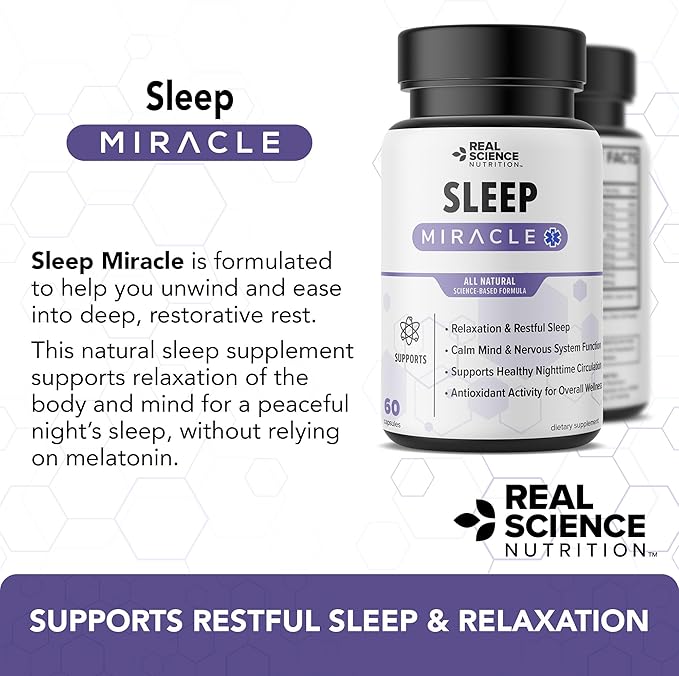 Sleep Miracle Natural Sleep Support &amp Relaxation Supplement for Adults with Vitamins C D K B6 B12 &amp Nitric Oxide Formula Deep Rest Stress Relief &amp Circulation Aid