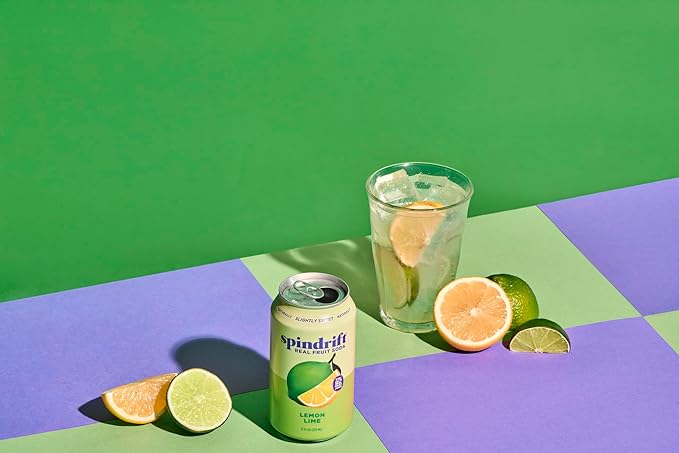 Spindrift Lemon Lime Soda Made with Real Squeezed Fruit Pack of 12