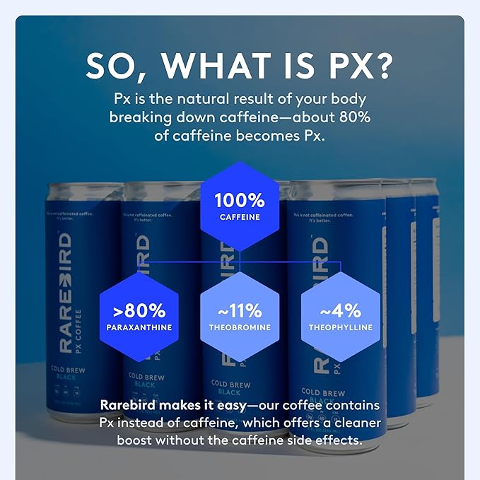Rarebird Px Cold Brew Coffee Unsweetened 12 fl oz Cans (Pack of 12) Smooth Balanced Energy from Px Specialty Grade Coffee Beans Ready-to-Drink