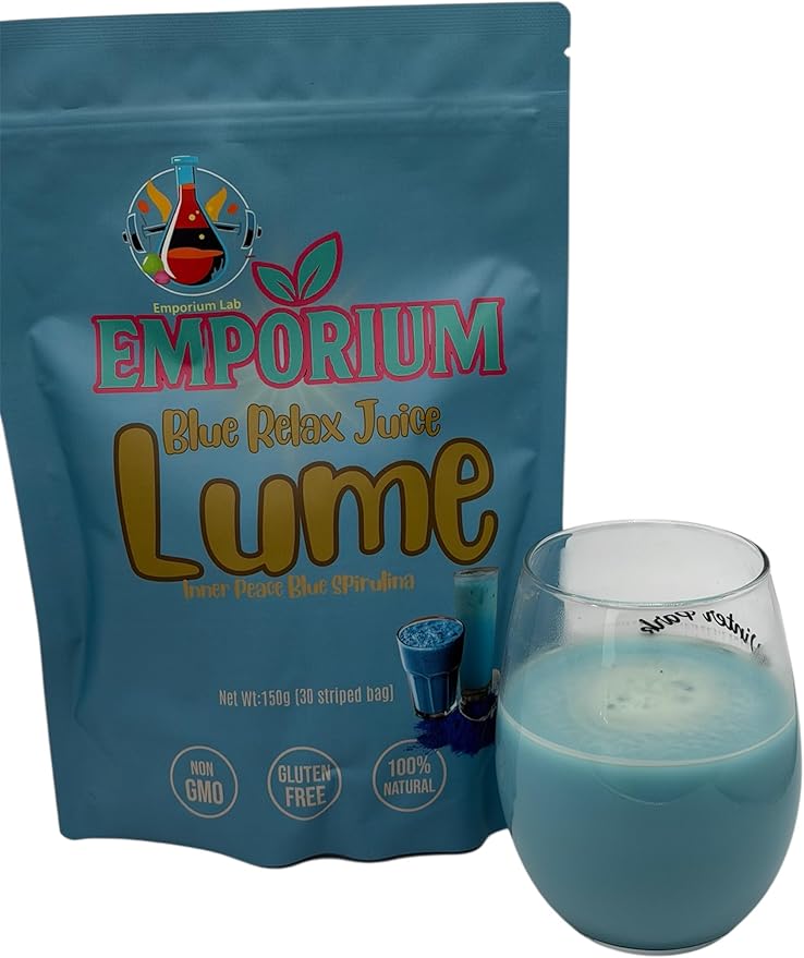 Blue Juice Lume Wellness Drink with Spirulina Lavender Ashwagandha and Akkermansia Blue Refreshing