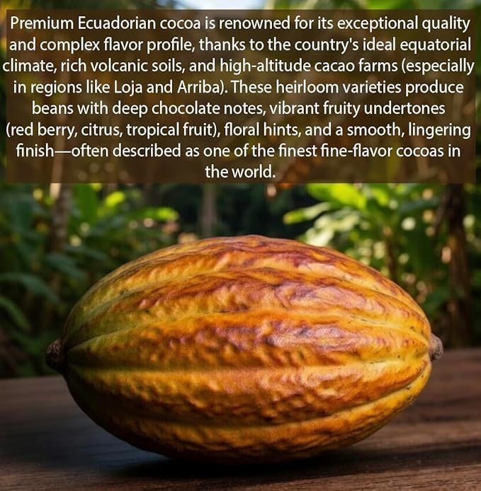Mont Coffee Ecuador - Loja Highlands Specialty Coffee infused with Premium Ecuadorian Cocoa Nibs - 12 oz - Ground Specialty Coffee - Ground Cocoa Nibs.