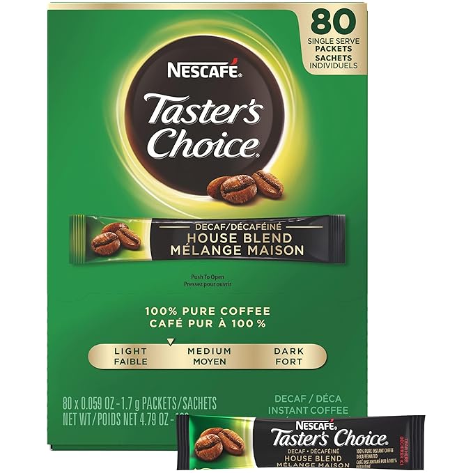 Nescafe Instant Coffee Packets Decaf Taster's Choice Light Roast 1.7 g Singles (Pack of 80