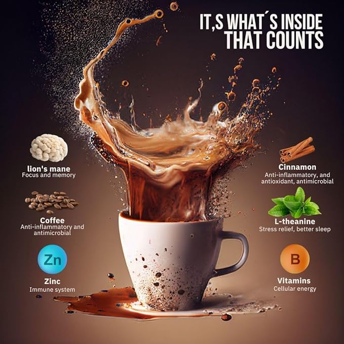 NexGen Goods Focus Coffee :Brain Boosting Nootropic Organic Mushroom Coffee with Lion’s Mane &amp Adaptogens – Premium Colombian Ground Coffee for Mental Clarity &amp All Day Energy Boost | 22 Servi