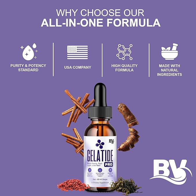 Blue Vibe Gelatide Liquid Drops Gela Tide Advanced Maximum Strength Overall Health &amp Wellness Support Supplement Gelatide Premium Daily Health and Overall Energy Formula (3 Pack - 6oz / 180ml)