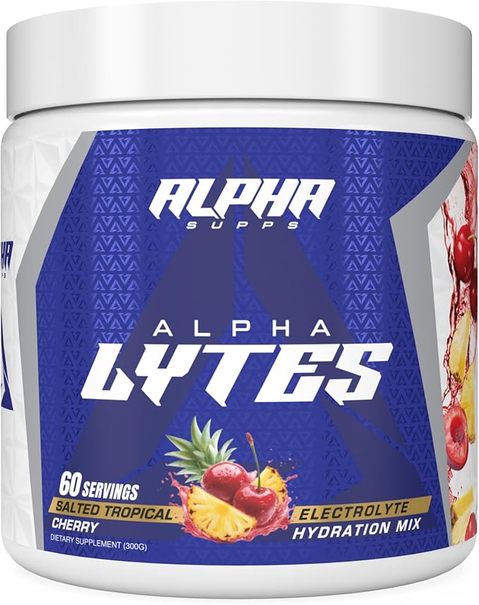 Alpha Lytes - Electrolyte Powder Daily Hydration Drink Mix - Sugar-Free Zero Calorie Instant Formula with Trace Minerals and Antioxidants (60 Servings Salted Tropical Cherry)