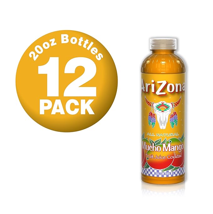 AriZona Mucho Mango Fruit Juice Cocktail 20 Fl Oz (Pack of 12)