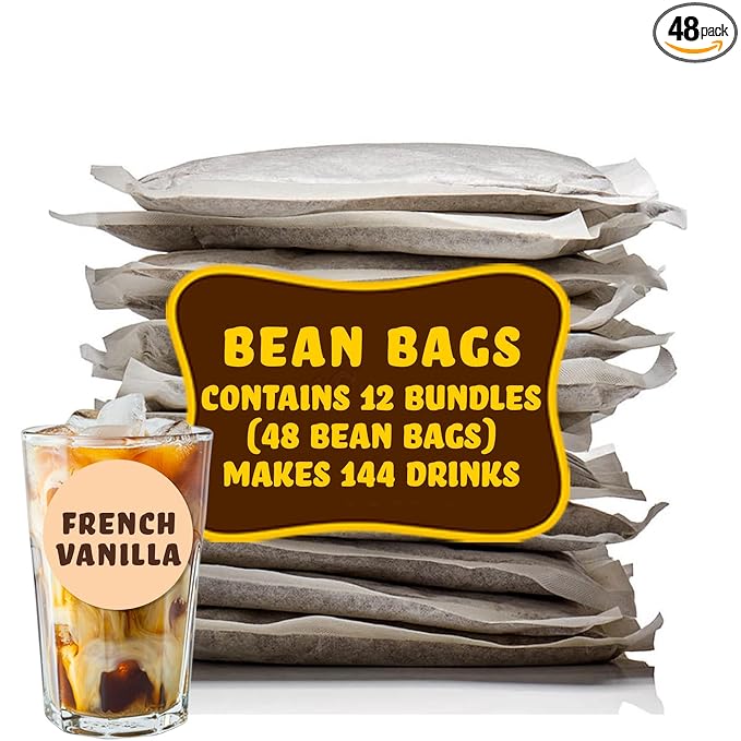 GRADY’S COLD BREW French Vanilla 100% Arabica Ground Coffee &amp Chicory Pouches 12 Bundles of 4 Easy-to-Brew Bean Bags Makes 144 drinks