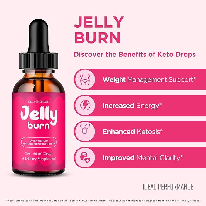 Jelly Burn Drops Official Jelly Burn Supplement Drops with All Natural Ingredients - Maximum Strength Advanced Formula Overall Health &amp Wellness Premium JellyBurn Droppers Support Reviews (3 Pa