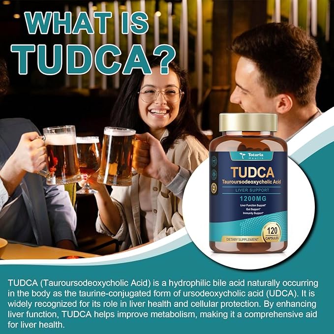 Totaria TUDCA Supplement 1200mg (Tauroursodeoxycholic Acid) 120 Capsules Ultra Strength TUDCA Bile Salts Liver Supplements Pure Tudca for Liver and Gallbladder Repair Gut Health