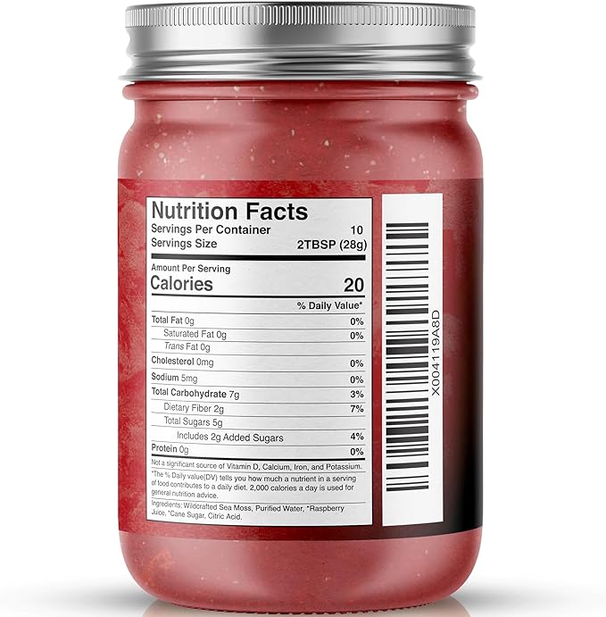 WELLNESS LABSRX Irish Sea Moss Gel Raw - Wildcrafted Superfood Seamoss Gel - Raspberry Flavor Vitamin and Mineral-Rich from Pristine Caribbean Waters Immune and Digestive Health Support - 10 oz.