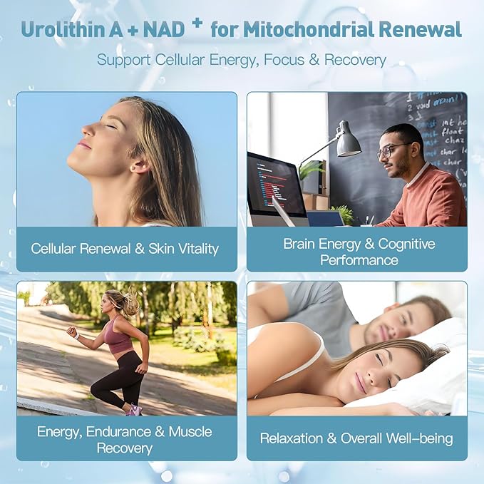 Urolithin A Supplement with NAD+ CoQ10 &amp PQQ – Antioxidants and Mitochondrial Support for Vitality and Healthy Aging – Focus &amp Muscle Recovery for Men and Women – 120 Softgels