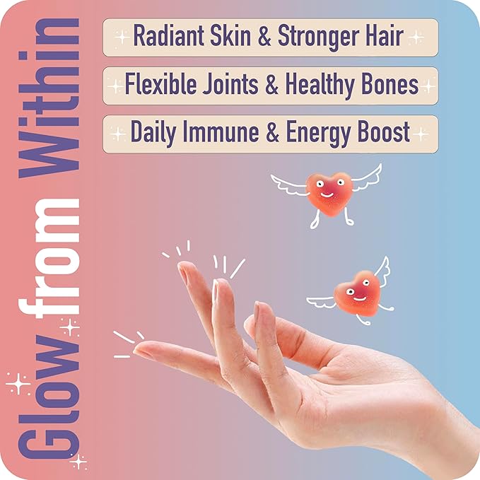 Collagen Peptides Gummies for Women – Biotin Zinc Vitamin D3 – 120 Count – Hydrolyzed Collagen Gummy Complex – Hair Skin &amp Nails Support – Sugar-Free Halal Lactose-Free Strawberry Cream Flav