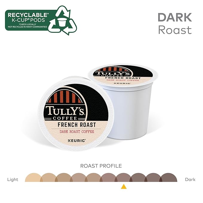 Tully's Coffee French Roast Keurig Single-Serve K-Cup Pods Dark Roast 96 Count