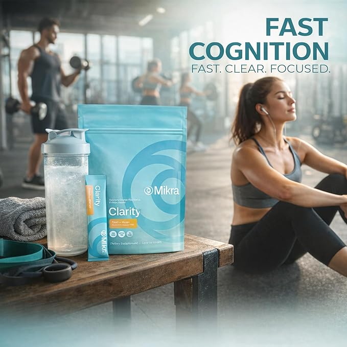 Mikra Clarity Nootropic Focus Drink Mix - Daily Cognitive &amp Calm Support Formula with Citicoline Lion’s Mane &amp L-Theanine - Calm Drink Mix &amp Focus Aid for Energy and Clarity - 14 Single-S