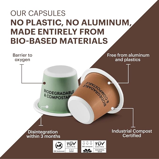 G GRANA Coffee Pods Compatible with Nespresso OriginalLine 40 Count Dark and Medium-Dark Roast USDA Organic 100% Arabica Single Source Specialty Coffee Compostable Single Serve Capsules