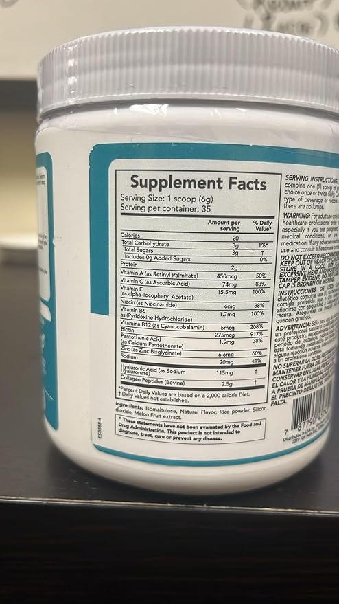 Eternal Spirit Beauty Hydrolyzed Collagen Peptides: Type 1 &amp 3 with Hyaluronic Acid Biotin Vitamins C &amp E