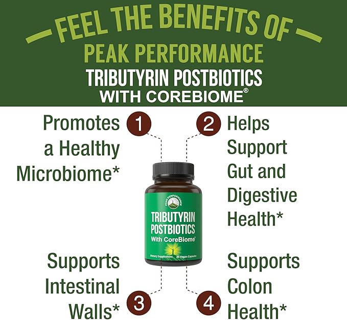 CoreBiome Tributyrin Postbiotic Supplement Clinically Tested for Gut Health. More Effective Than Sodium Butyrate Capsules. High Bioavailability Post Biotics for Digestive Leaky Gut Colon Microbiome