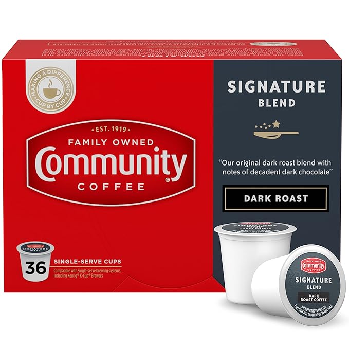 Community Coffee Signature Blend Dark Roast Coffee Pods Compatible with Keurig 2.0 K-Cup Brewers 36 Count (Pack of 1)