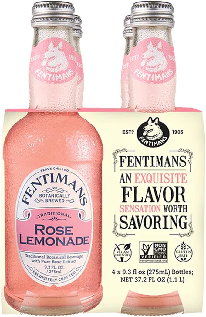 Fentimans Botanically Brewed Classic Rose Lemonade Sparkling Soda 9.3 fl oz Bottles – Premium Craft Soda/Mixer for Cocktails &amp Refreshing Drinks