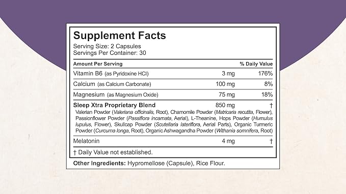 NuBest Sleep Xtra Supports Healthy Sleep for Adults - Vitamin B6 Melatonin Ashwagandha Chamomile Valerian &amp More - Non Habit-Forming (Pack 6)