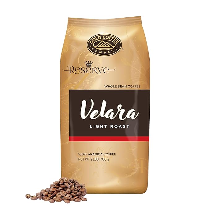 Gold Coffee Co. Velara Premium Blend | Light Roast Whole Bean| 100% Arabica Coffee | 2 lbs.