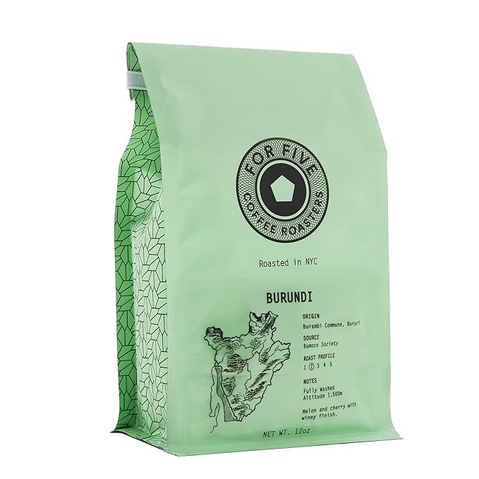 For Five Coffee Roasters - Roasted In NYC - Burundi Light Roast (Origin: Burambi Commune Bururi) Ground 12 oz