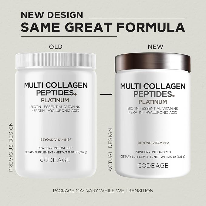 Codeage Multi Collagen for Women &amp Men Biotin 10000mcg Keratin Protein Powder Vitamin C B6 D3 Hyaluronic Acid Niacin - Hydrolyzed Collagen Coffee Creamer 5 Types - Unflavored - Non-GMO - 11.5oz