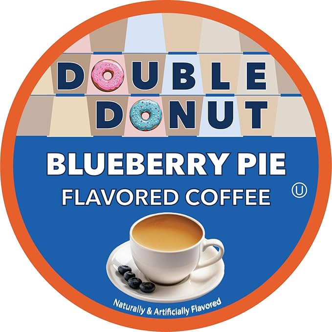 Double Donut Coffee Blueberry Coffee in Single Serve Pods Flavored Coffee For the Keurig K Cups Brewer 80 Cups