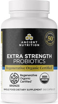 Ancient Nutrition Regenerative Organic Certified Probiotics Extra Strength Probiotics for Healthy Digestion and Immune System Function Support 50 Billion CFUs* Per Serving 60 Count